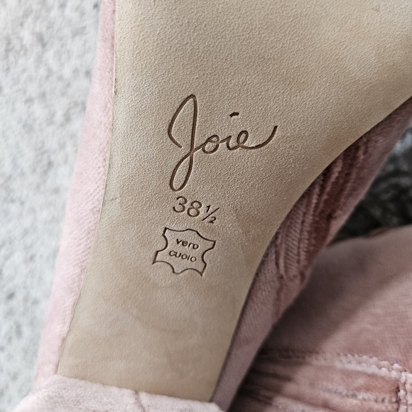 Joie Lakia Blush Velvet peep toe lace up heel boots size 38.5/8.5 - Picture 8 of 10